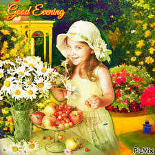 Good Evening Little Girl in the Garden - Free animated GIF - PicMix
