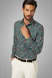 A wide variety of floral pattern shirts options are available to you, such as feature, fabric type, and technics. Slim Fit Dark Green Floral Print Shirt With Florence Collar Boggi