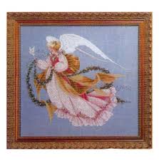 The green for her dress and in the word summer was originally charted with the needlepaint's 2100 series, and are truly no longer in production, again the pdf on tiag.com recommended dmc replacement colors. Angel Of Summer Cross Stitch Pattern Embroidery Patterns By Lavender Lace