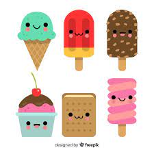 Un cornet de glace une glace a litalienne une glace avec son batonnet en bois. Collection De Glaces Kawaii Vecteur Gratuite