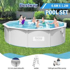 Bestway Hydrium Steel Wall Pool Round Portable Aboveground Swimming Pool Set In 2020 Swimming Pools Pool Bestway