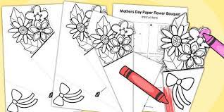 Paper Mother S Day Flower Bouquet Colouring Sheet Coloring Bookmarks Paper Flower Bouquet Color Activities
