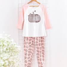 Pusheen Pyjama Sleep Set Girls Fashion Clothes Pink Pusheen Simple Style Outfits