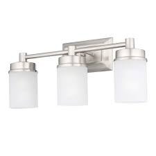 Hampton Bay Transitional 3 Light Brushed Nickel Vanity Light 1001220862 The Home Depot Vanity Lighting Bathroom Vanity Lighting Shower Curtain Decor