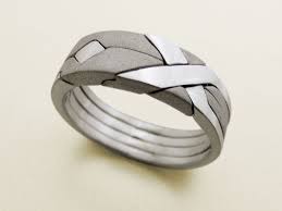 Solid Matte By Puzzleringmaker Silver Or Gold 4 Bands Mens Wedding Rings Rings For Men Cool Wedding Rings