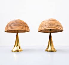 Sold as a pair, the this ceramic bamboo table lamp is handcrafted and finished in a glossy turquoise glaze. Pair Of Italian Mid Century Brass Bamboo Table Lamps 1970s 164898