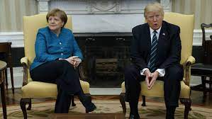 In turn, trump will press merkel for germany's commitment to abide by a nato guideline to spend 2 percent of their gross domestic product on their military budget, according to the white house. No Handshake Tensions Show As Trump Merkel Meet For First Time The Times Of Israel