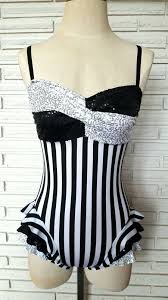 Black And White Vertical Striped Corset Black And White Striped Aerial Costume With Sequins Aerial Costume Silk Outfit Dance Outfits
