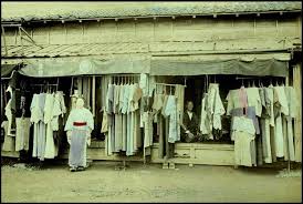 Second Hand Clothing Store Used Kimonos And Yukata For The Poorer Classes And Country Folk In Second Hand Clothing Stores Japan Photograph Japanese Outfits