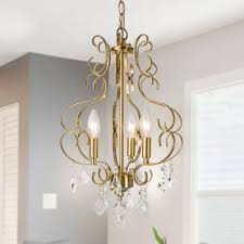 Shop Mid Century Chandelier Pendant Gold 3 Lights Lighting With Crystal W13 Xh17 7 On Sale Overstock 30870798