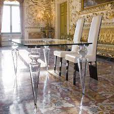 The contemporary glass dining table adds a sophisticated appeal, but also more of a look that fully compliments any contemporary dining room decor. Dining Table With Glass Top And Legs In Murano Glass Gran Canal 72 Reflex Angelo Luxury Furniture Mr