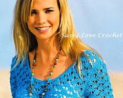 Crochet Turquoise Top Sweater Pattern, Elegance Crochet Top Blouse PDF  Download