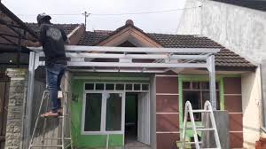 Atap kanopi spandek memiliki bentuk yang bergelombang. Pemasangan Kanopi Baja Ringan Purwokerto Youtube