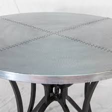 Gustav round metal dining table. Zinc Tabletop Round W Hammered Design