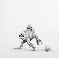 Adonna Khare Goldfish With Legs Surrealism Drawing Art Drawings