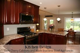 Kitchen Design Dark Cherry Cabinets And Black Stainless Steel Appliances Stainless Steel Kitchen Appliances Black Stainless Steel Appliances Dark Kitchen Cabinets
