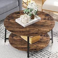 Elephance round coffee table with storage, 35.8 inch rustic wood coffee table with strong metal frame for living room, dining room, cocktail table, round sofa table (white) 4.5 out of 5 stars. Buy Snughome 35 4 Round Coffee Table 2 Tier Industrial Design Furniture Sofa Table With Storage Open Shelf And Sturdy Metal Legs For Living Room Wooden Surface Tabletop Rounded Edges Rustic Brown Online