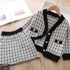 Black And White Plaid Skirt And Jacket Set Adorable Plaid Black And White Jacket And Skirt Set Baby Winter Dress Black And White Jacket Baby Winter Wear