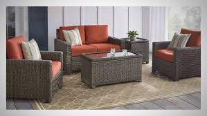 Hampton Bay Laguna Point 4 Piece Brown Wicker Outdoor Patio Deep Seating Set With Standard Quarry Red Cu In 2020 Red Cushions Deep Seating Resin Wicker Patio Furniture