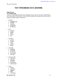 Pembangunan sinonim kata majmuk borang. Test Sinonim Persamaan Kata