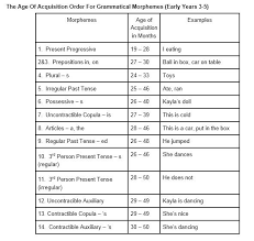 The Age Of Acquisition Order For Grammatical Morphemes