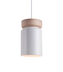 Lampadaire moderne exterieur chloe en bois et pvc blanc. Suspension Aspen En Ceramique Et Bois Diam 15 Cm Blanc Lussiol Lighting