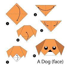 I then cut out a small strip of red construction paper for his color and a yellow bone shape for his collar tag. How To Make A Paper Dog Ira Parenting Easy Origami For Kids Origami Dog Face Origami For Beginners