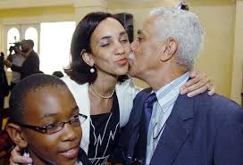 Jamaica GleanerGallery|Colonel Trevor MacMillan Over The Years|Rudolph  Brown/Chief Photographer Colonel Trevor MacMillan, newly installed minister  of national security, plants a kiss