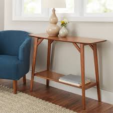 A modern console table gives an important first impression for guests. Better Homes Gardens Reed Mid Century Modern Console Table Pecan Walmart Com Walmart Com