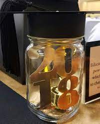 Graduation Centerpiece Mason Jar With Cap And Gold 2018 Cardstock With Led Light Graduation Center Pieces Graduation Party Centerpieces Graduation Party Decor