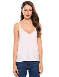 Womens Casual Loose Cotton V Neck Camisoles Cami Tank Tops