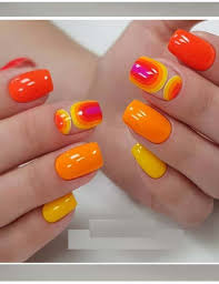 Beautiful Orange Nails In 2020 Orange Nail Art Orange Nails Nail Art Designs