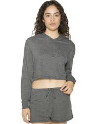 American Apparel Tr3353w Ladies Tri Blend Cropped Hoodie Sweatshirt