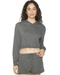 american apparel tr3353w ladies tri blend cropped hoodie sweatshirt