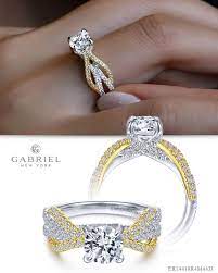 Starlet 14k Yellow White Gold Round Twisted Engagement Ring Engagement Rings Twisted Floral Engagement Ring Luxury Engagement Rings