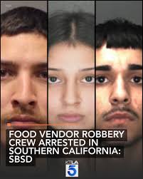 Authorities say a crew suspected in a pair of Inland Empire food vendor  robberies may have additional victims. Details:  https://ktla.com/news/california/food-vendor-robbery-crew-arrested-in-southern-california-sbsd/