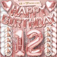 Amazon.com: 12th Birthday Party Decorations Rose Gold Supplies Big Set for  Girls with Happy Birthday Balloons Banner and 12 Digit Balloon for Her  Including Latex and Confetti Balloons : Toys & Games