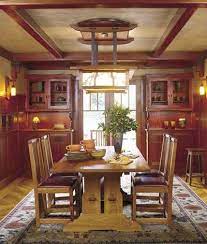 Bright And Cheery Rooms Inspired By Fall Colors Craftsman Dining Room Craftsman Style Dining Room Bungalow Style