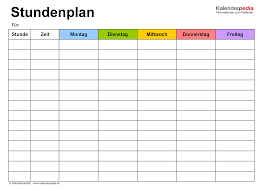 Sie zeigt auf einer seite 4. Stundenplan Vorlagen Excel Zum Download Ausdrucken Kostenlos