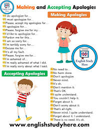 Making Apologies And Accepting Apologies In English English Study English Language Learning English Vocabulary