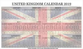 Year Calendar 2019 Uk Calendar 2019 With Holidays Calendar Calendar Printables