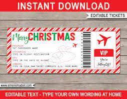 Using these plane ticket templates, you can easily customize your invitations or gifts. Christmas Gift Boarding Pass Ticket Template Surprise Trip Reveal