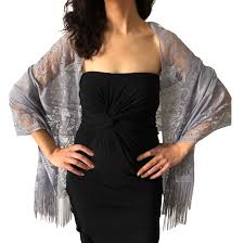A bolero makes it easy to add an additional layer of warmth. Grey Tulle Wedding Wrap Shawl Lace Pashmina Scarf Central Chic