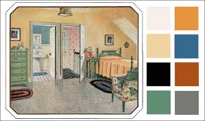 White is an ideal option because it'll give your attic a bright, airy feel, but a cream or beige shade works well if you don't want too stark a look, recommends the decorologist. Dainty Attic Bedroom Color Schemes 1925 Blabon Linoleum Color Scheme Green Yellow Blue Orange And Ivory Vintage Color