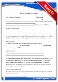 Printable Sample Generic Rental Agreement Form Agreement Rental Legal Forms