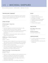 Sections include summary, computer skills, experience, and education. Professional Programmer Resume Example Tips Myperfectresume