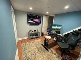 There are lots of homes which have a basement. Finally Finished Building My New Home Office Was An Unfinished Basement A Couple Months Ago Macsetups