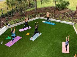 Yoga Lawn At Recharge Amenity Center In 2021 Resort Style Pool Outdoor Yoga Kids Playground