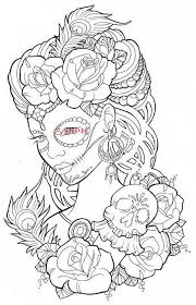Gothic Lady With Skulls Single Colour Pdf Cross Stitch Chart By Crossstitcher1 On Etsy Skull Coloring Pages Mandala Coloring Pages Coloring Books