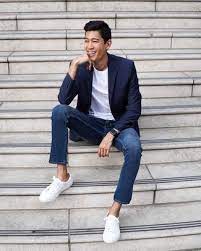 Navy Blazer With White Crew Neck T Shirt Outfits For Men 297 Ideas Outfits Lookastic